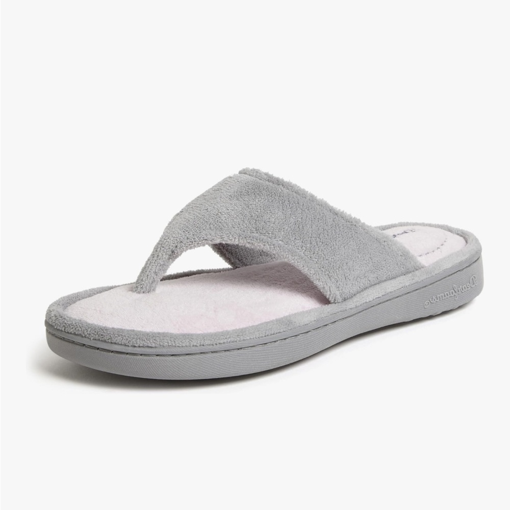 Dearfoams Gray and Pink Women's Slippers